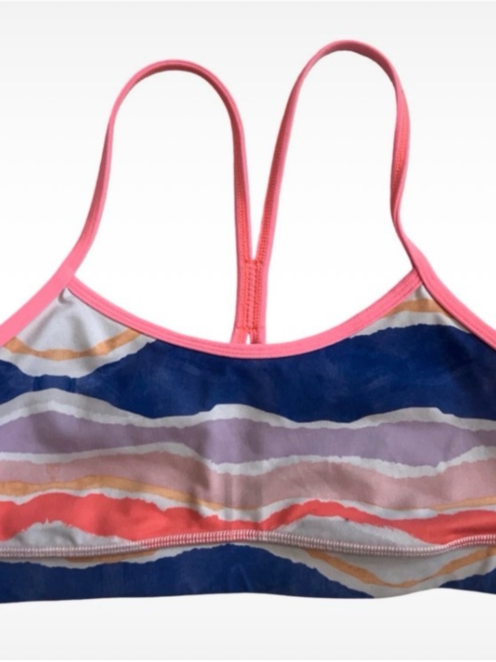 lululemon athletica Multicolor Striped Sports Bra with Pink Trim